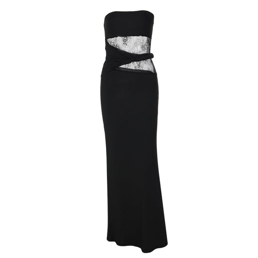 Irregular lace backless solid tube maxi dress  | Festival Outfits Women