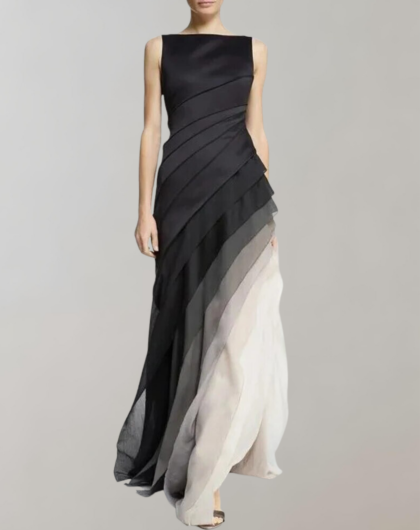 Women’s Round Neck High Waist Ombre Midi Dress with Ruffle Design | Ideal for Spring/Summer
