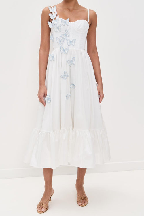 Flutter Poplin Butterfly Midi Dress