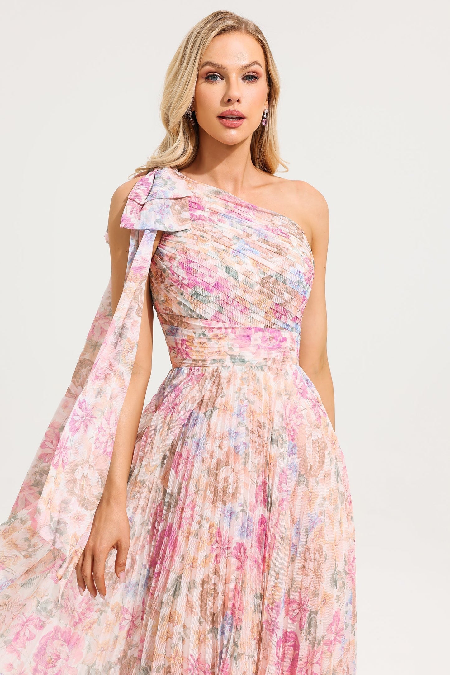 Floral One-Shoulder Midi Dress