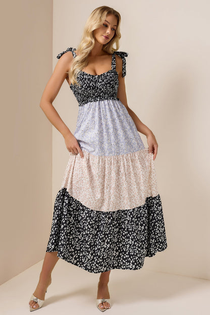 Floral Smock Frill Midi Dress