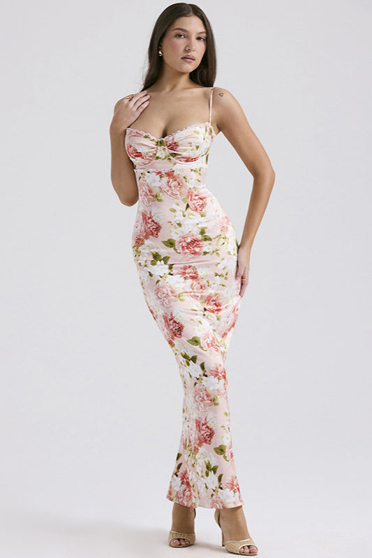 Floral Lace Cami Split Maxi Dress