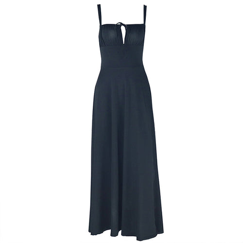 Square neck hollow out self tie cami cut out maxi dress  | Festival Outfits Women
