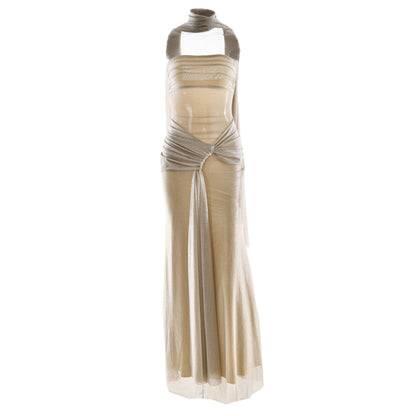 Ruched irregular backless tube maxi dress  | Festival Outfits Women