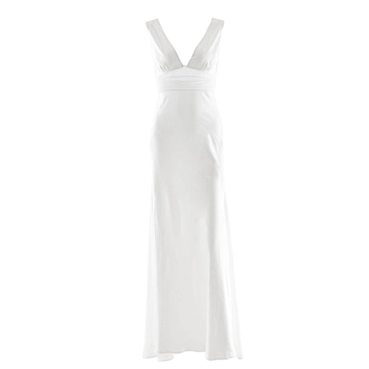 Beaded v neck zip-up satin backless maxi dress  | Festival Outfits Women