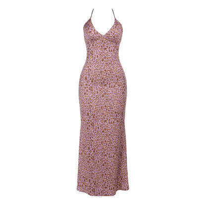 Print v neck cross back backless maxi dress  | Festival Outfits Women