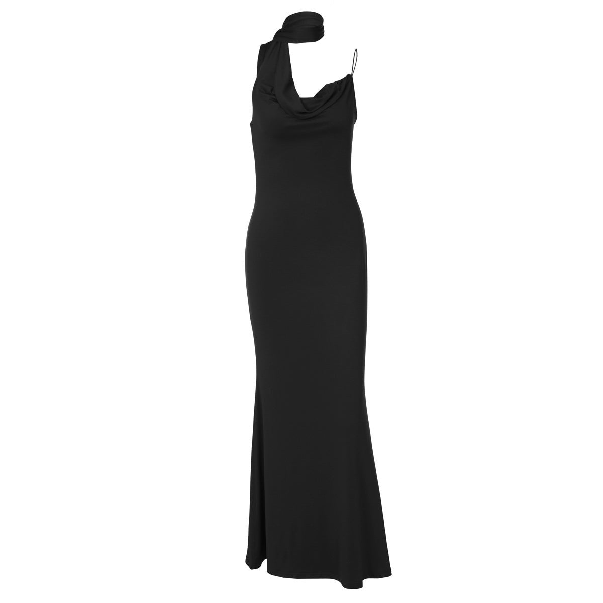 Irregular cowl neck backless spaghetti strap maxi dress  | Festival Outfits Women