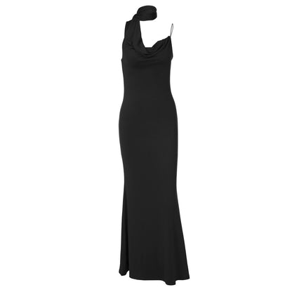 Irregular cowl neck backless spaghetti strap maxi dress  | Festival Outfits Women