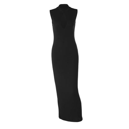 Hollow out sleeveless slit solid maxi dress  | Festival Outfits Women