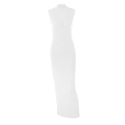 Hollow out sleeveless slit solid maxi dress  | Festival Outfits Women