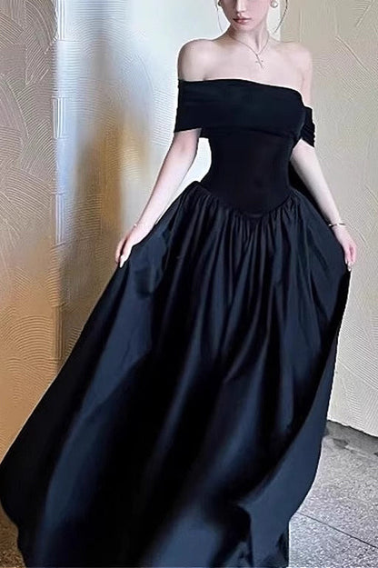 Black Flowy Swing Maxi Dress