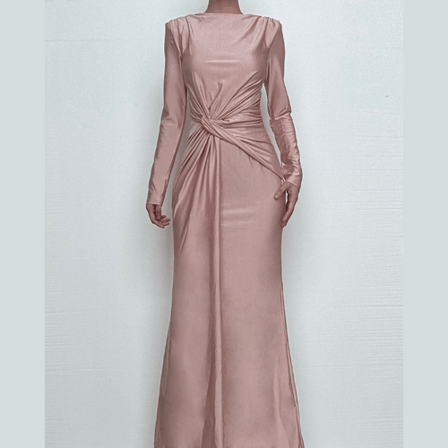Long sleeve padded ruched maxi dress  | Festival Outfits Women