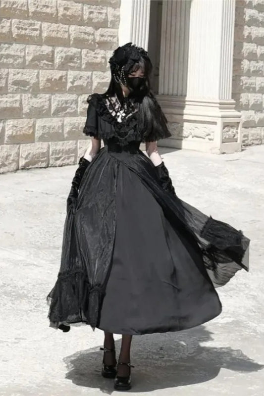 Lolita Vintage Runaway Princess Waist Cinching Maxi Dress
