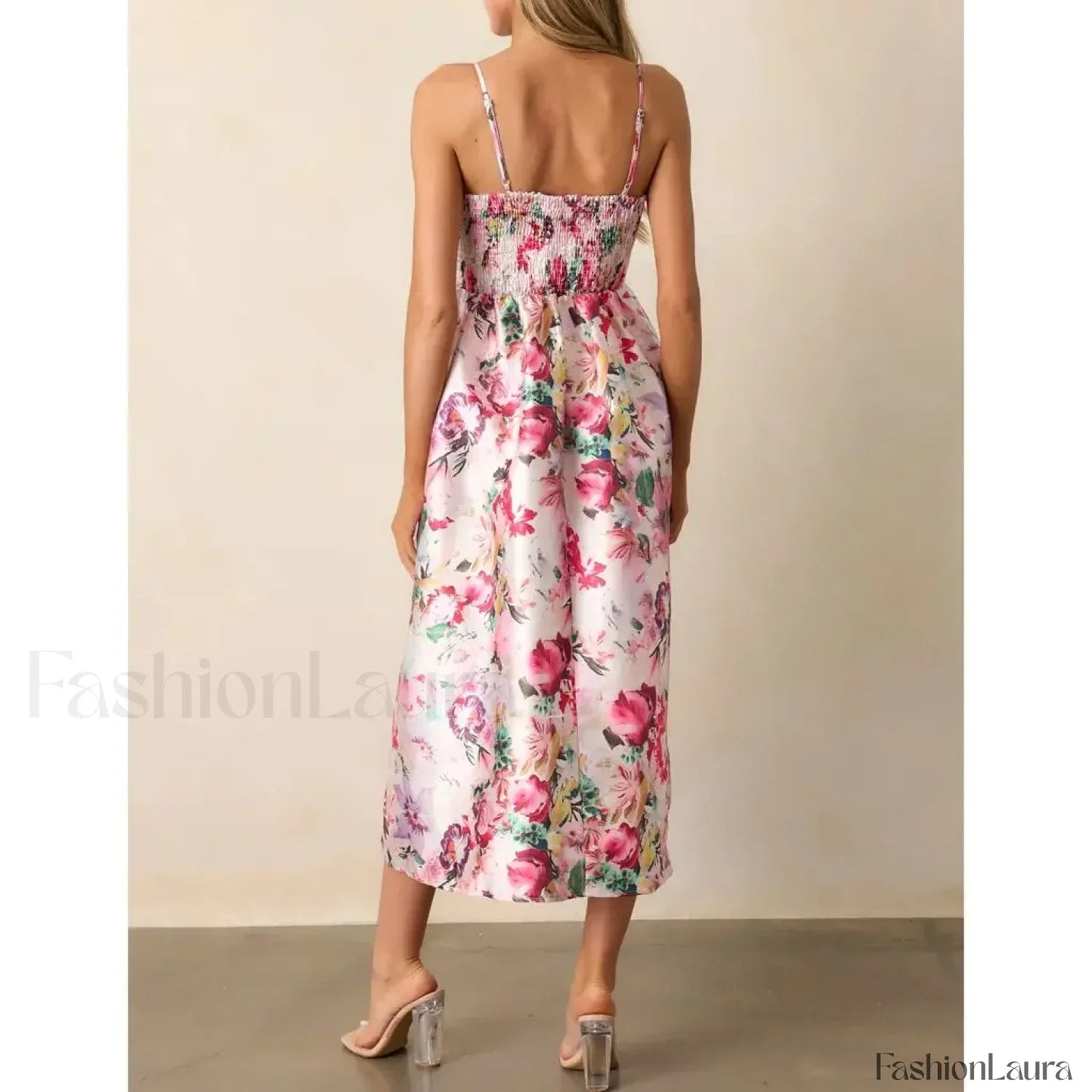 3D Bow Spaghetti-Strap Midi Dress