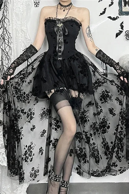 Slim Fit Elegant Strapless Corset Midi Dress