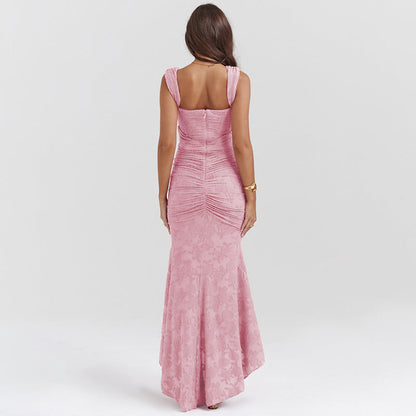 rose pink floral maxi dress