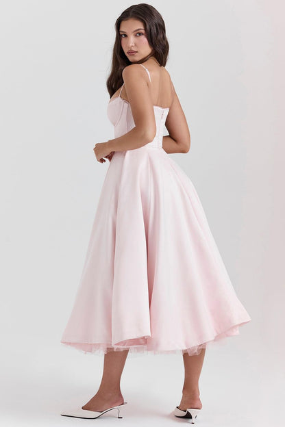 Katey - Elegant Tulle Midi Dress for Women