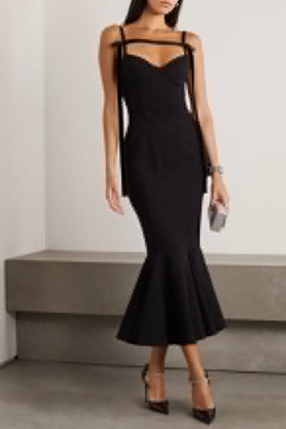 Strapy Slim Maxi Dress in Black