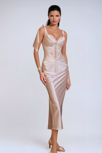 Beowulf Satin Corset Midi Dress