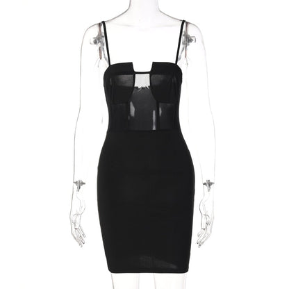 Voguable  Solid Slip Sleeveless Backless Patchwork Pleated Midi Dress Evening Party Slim Elegant Y2K Clothing