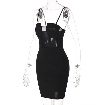 Voguable  Solid Slip Sleeveless Backless Patchwork Pleated Midi Dress Evening Party Slim Elegant Y2K Clothing
