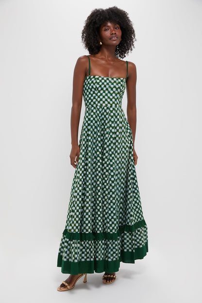 Checks Frill Sleeveless Maxi Dress