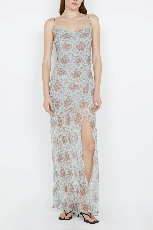 Floral Swing Collar Backless Maxi Dress
