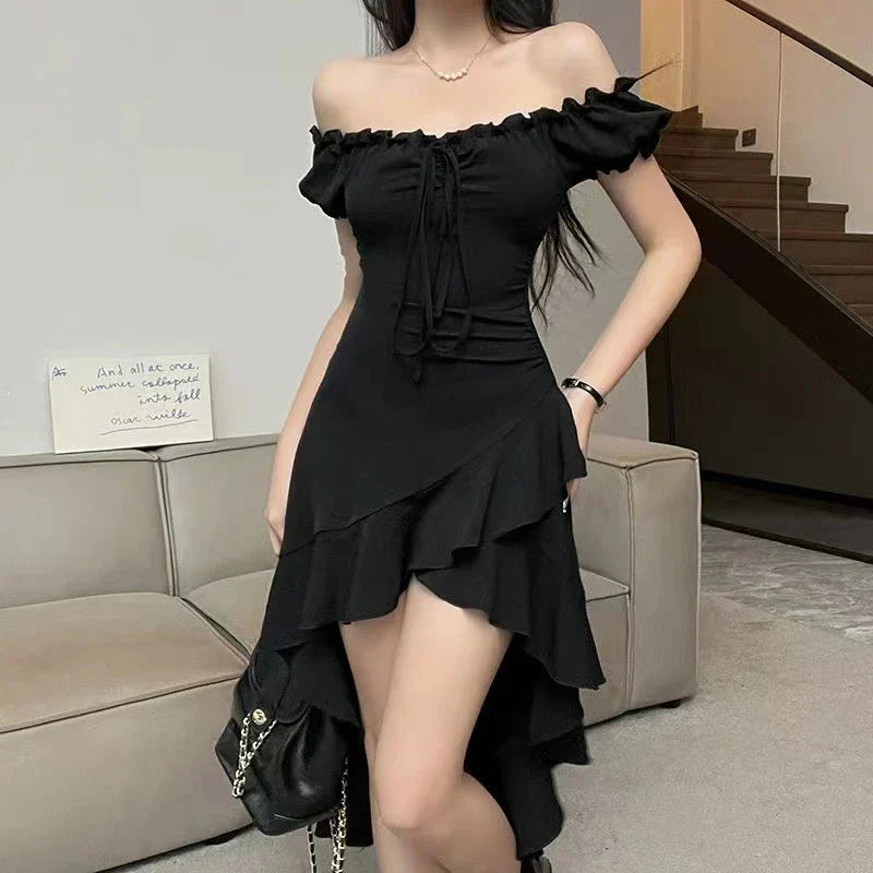 Off-Shoulder Ruffle Midi Dress