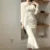 Autumn New Korean Fashion Bodycon Midi Dresses for Women Mesh Patchwork Long Sleeve Fishtail Office Lady Mermaid Party Dress