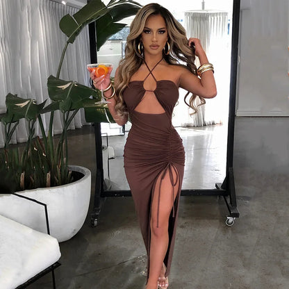 Sleeveless Sexy Backless Slim Midi Dress