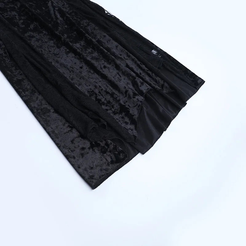 Embellished Gothic Velvet Midi Dress