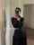 Autumn Satin Midi Dresses for Women Long Sleeve V-neck Folds Design A-line Korean Fashion Office Lady One Piece Vestidos New