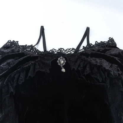Flocking Lace Off-Shoulder Midi Dress