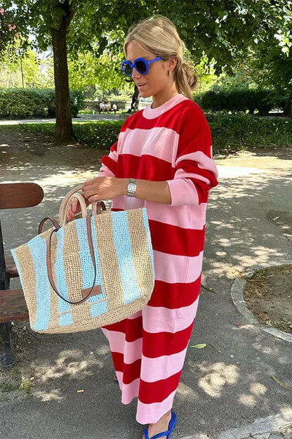 Casual Striped Midi Dress