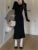 Autumn Knitted Dresses for Women Ruffles V-neck Solid Bodycon Casual Solid Midi Dress Korean Fashion Vestidos Mujer New Knitwear
