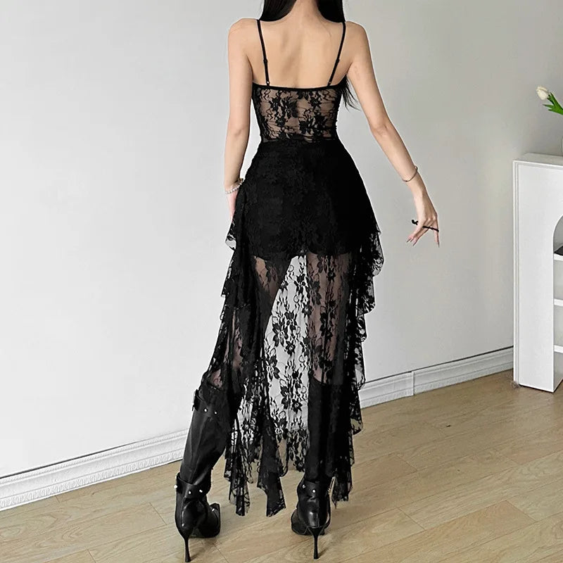 Irregular Hem Ruffle Midi Dress