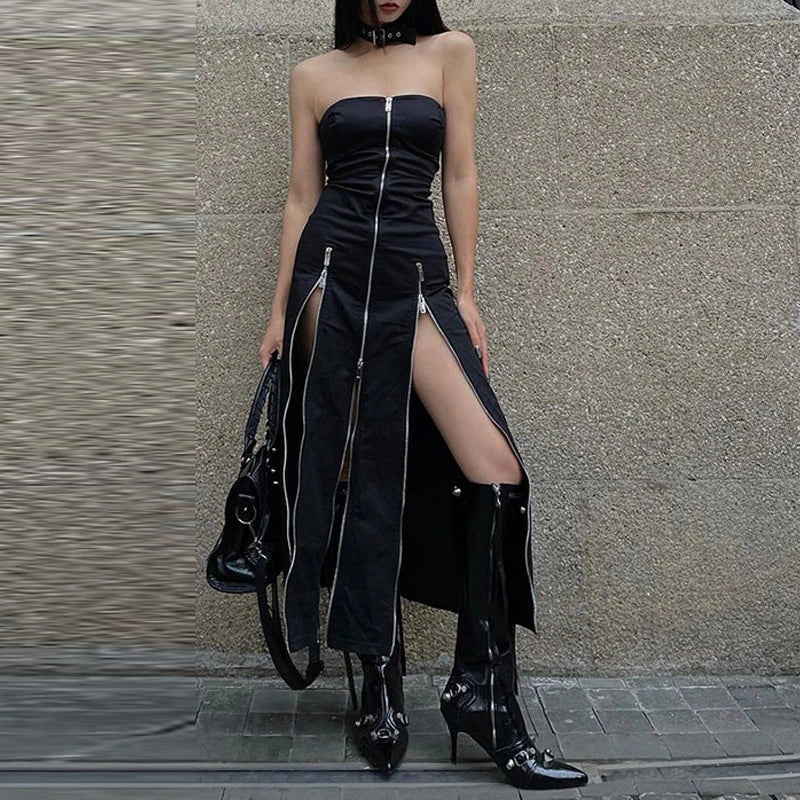 Cyber Punk Split Midi Dress