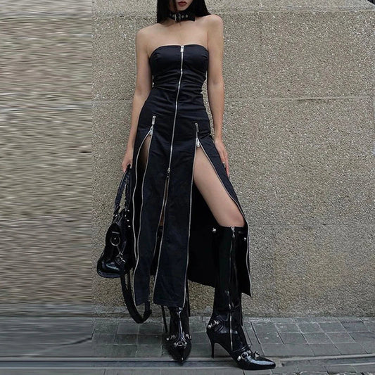 Cyber Punk Split Midi Dress