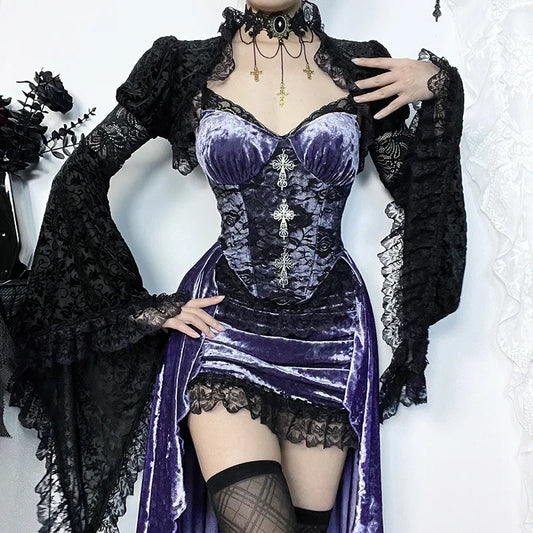 Elegant Velvet Lolita Midi Dress