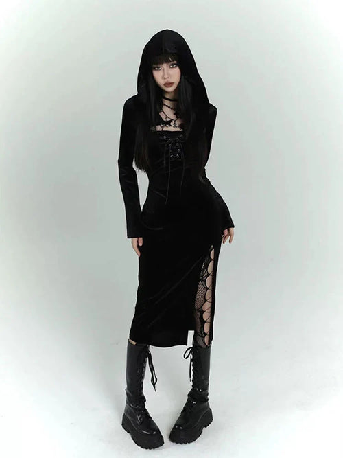 Black Slim Fit Midi Dress