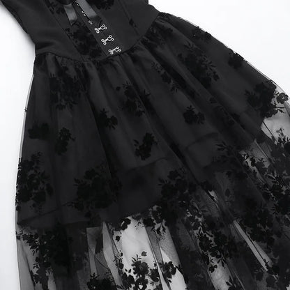 Floral Mesh Corset Midi Dress