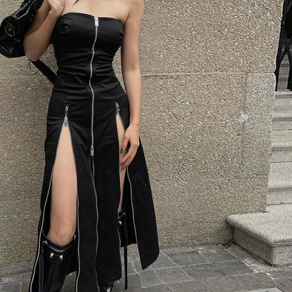 Cyber Punk Split Midi Dress