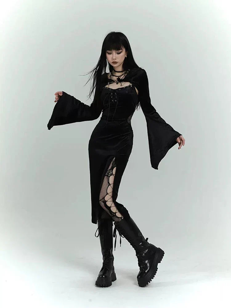 Black Slim Fit Midi Dress
