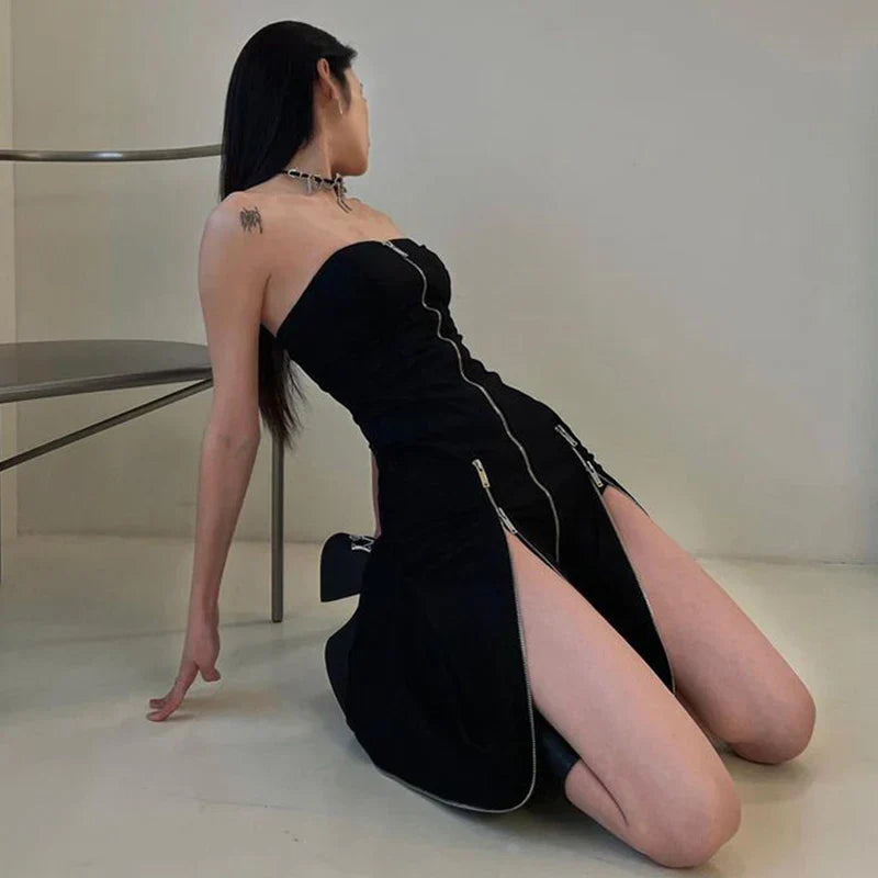 Cyber Punk Split Midi Dress