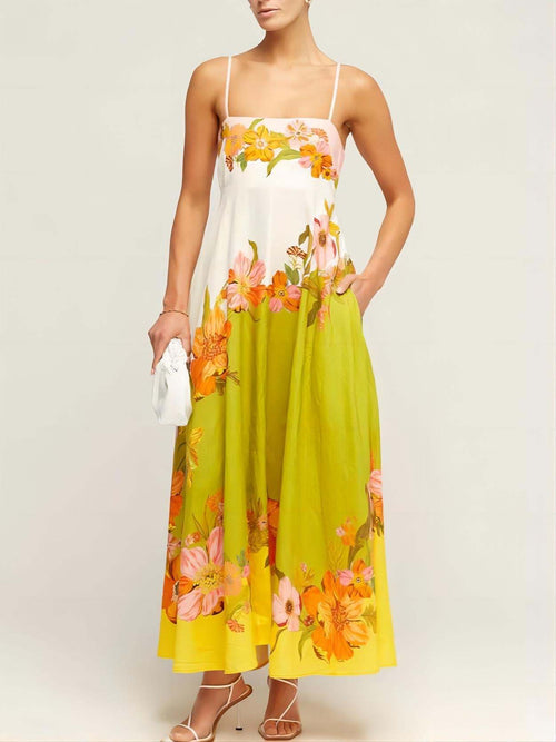 Sophisticated, Modern And Unique Print Strap Midi Dress