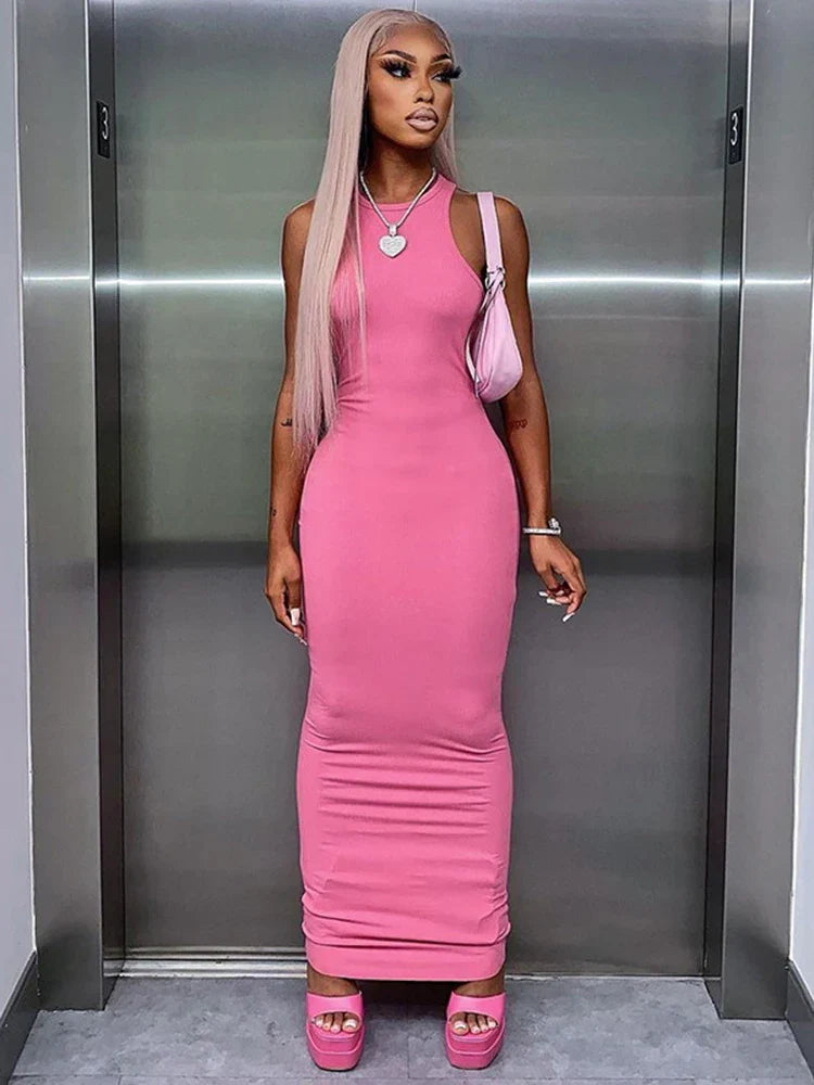 Ribbed Sleeveless Bodycon Maxi Dress