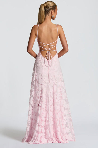 Chiffon Backless Spaghetti Strap Maxi Dress