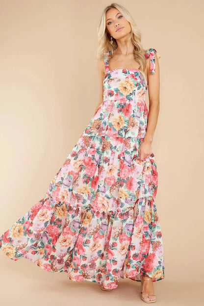 Delilah Floral Square Neck Wide Strap Maxi Dress