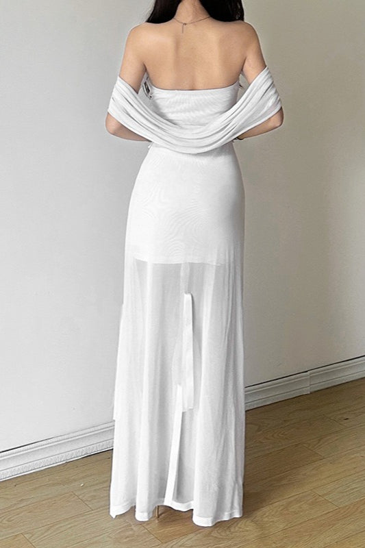 Gothic Hooded Tube Fitted Solid Maxi Dress