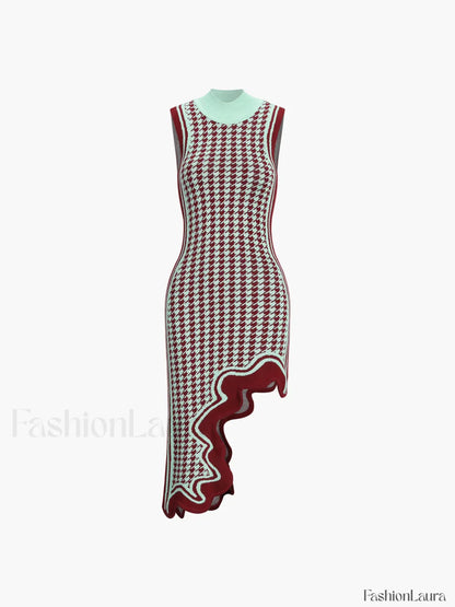 Asymmetrical Wavy Hemline Trendy Sweater Midi Dress